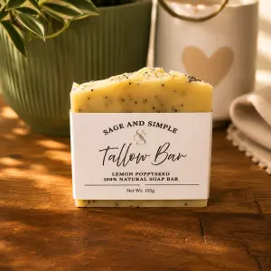 Lemongrass Poppy Seed Tallow Bar