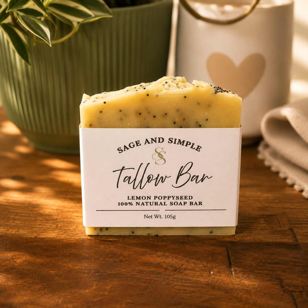 Lemongrass Poppy Seed Tallow Bar