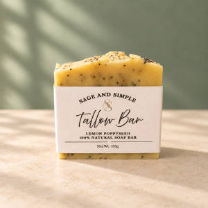 Lemongrass Poppy Seed Tallow Bar